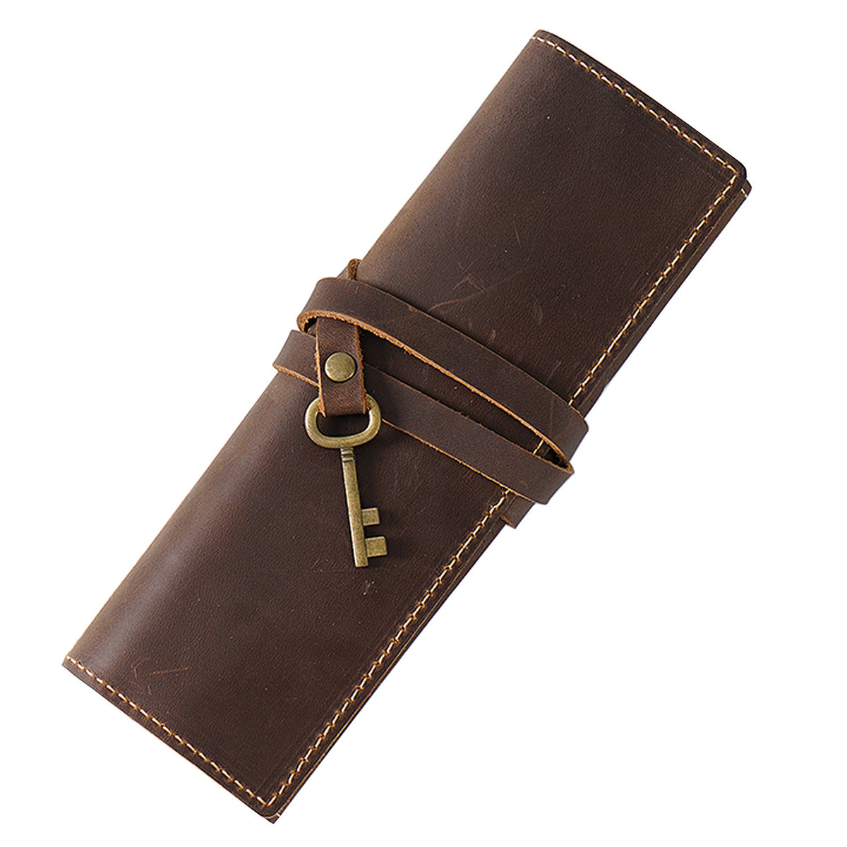 Leather Pen Roll - Top-Grain Cowhide Pencil & Brush Wrap