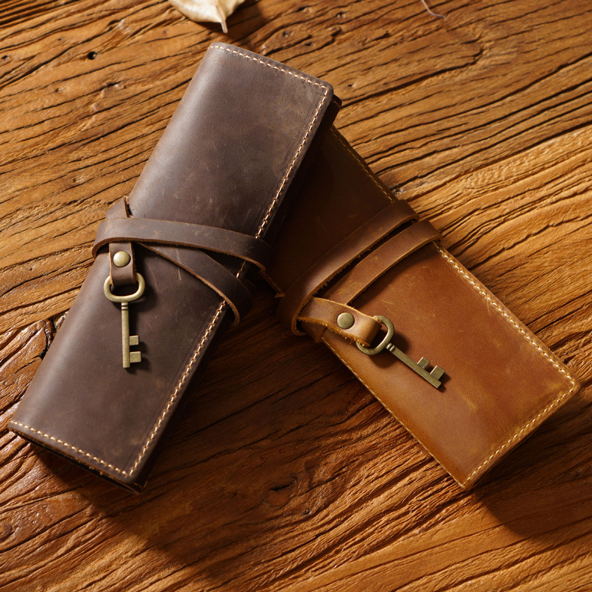Leather Pen Roll - Top-Grain Cowhide Pencil & Brush Wrap