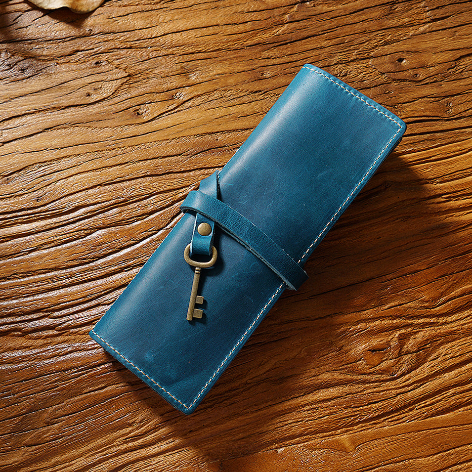 Leather Pen Roll - Top-Grain Cowhide Pencil & Brush Wrap