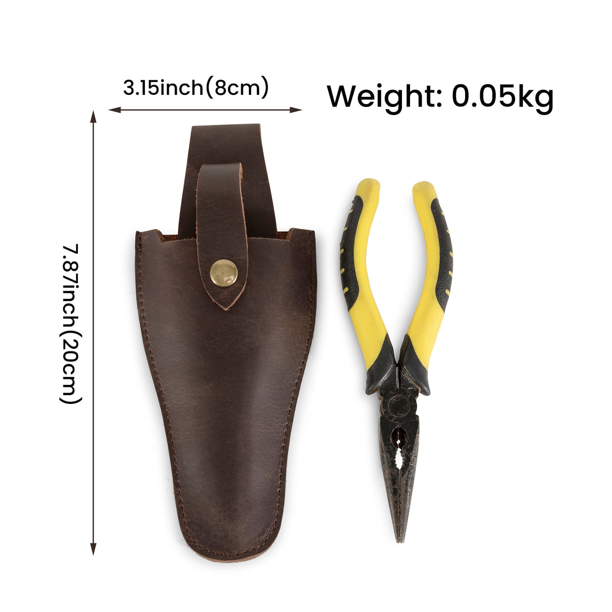 Leather Plier & Pruner Holster - Top-Grain Cowhide Belt Sheath
