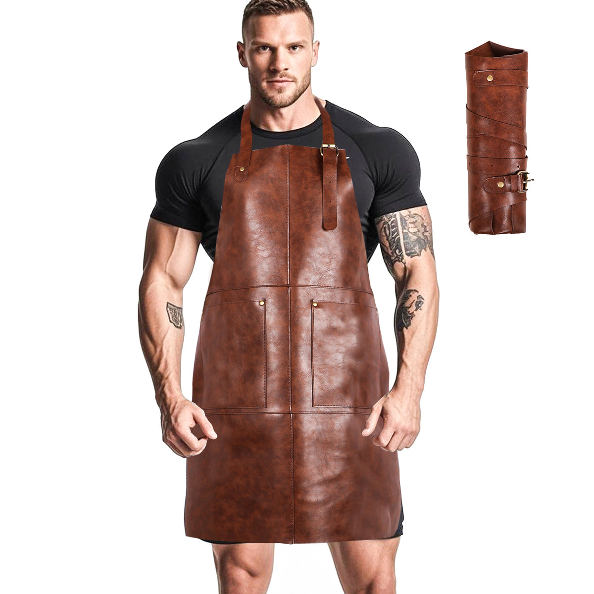 The Workshop Leather Apron - Split Cowhide Apron with Pockets