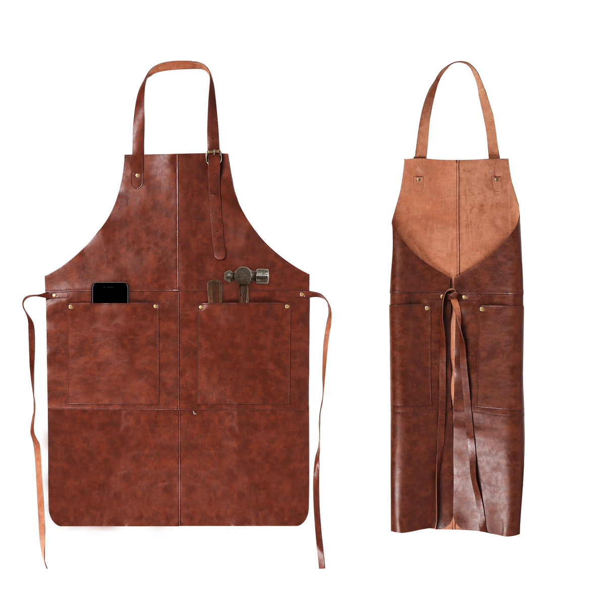 The Workshop Leather Apron - Split Cowhide Apron with Pockets