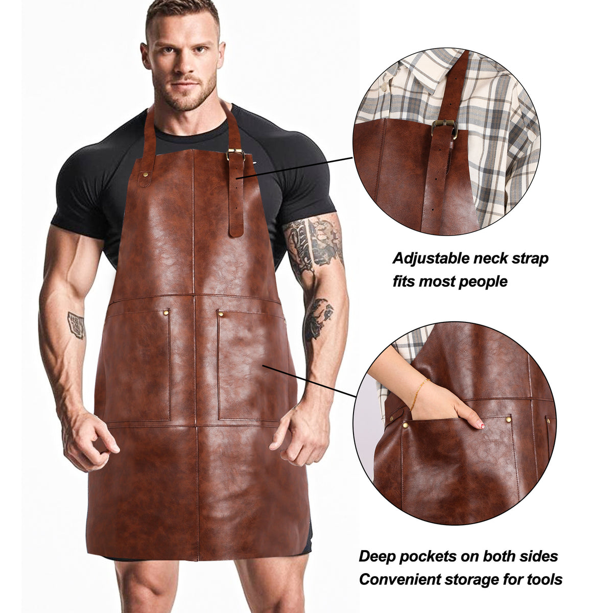 The Workshop Leather Apron - Split Cowhide Apron with Pockets