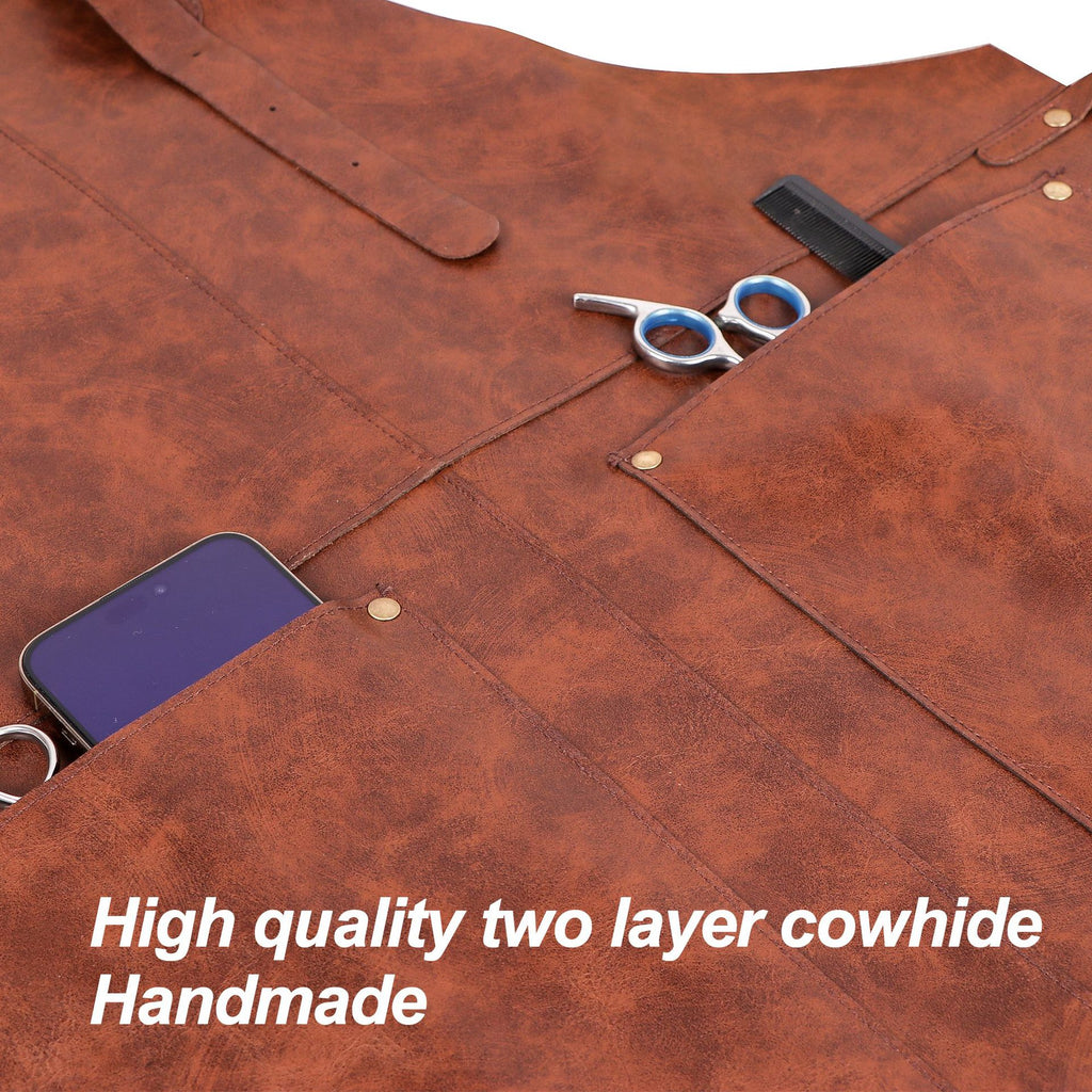 The Workshop Leather Apron - Split Cowhide Apron with Pockets